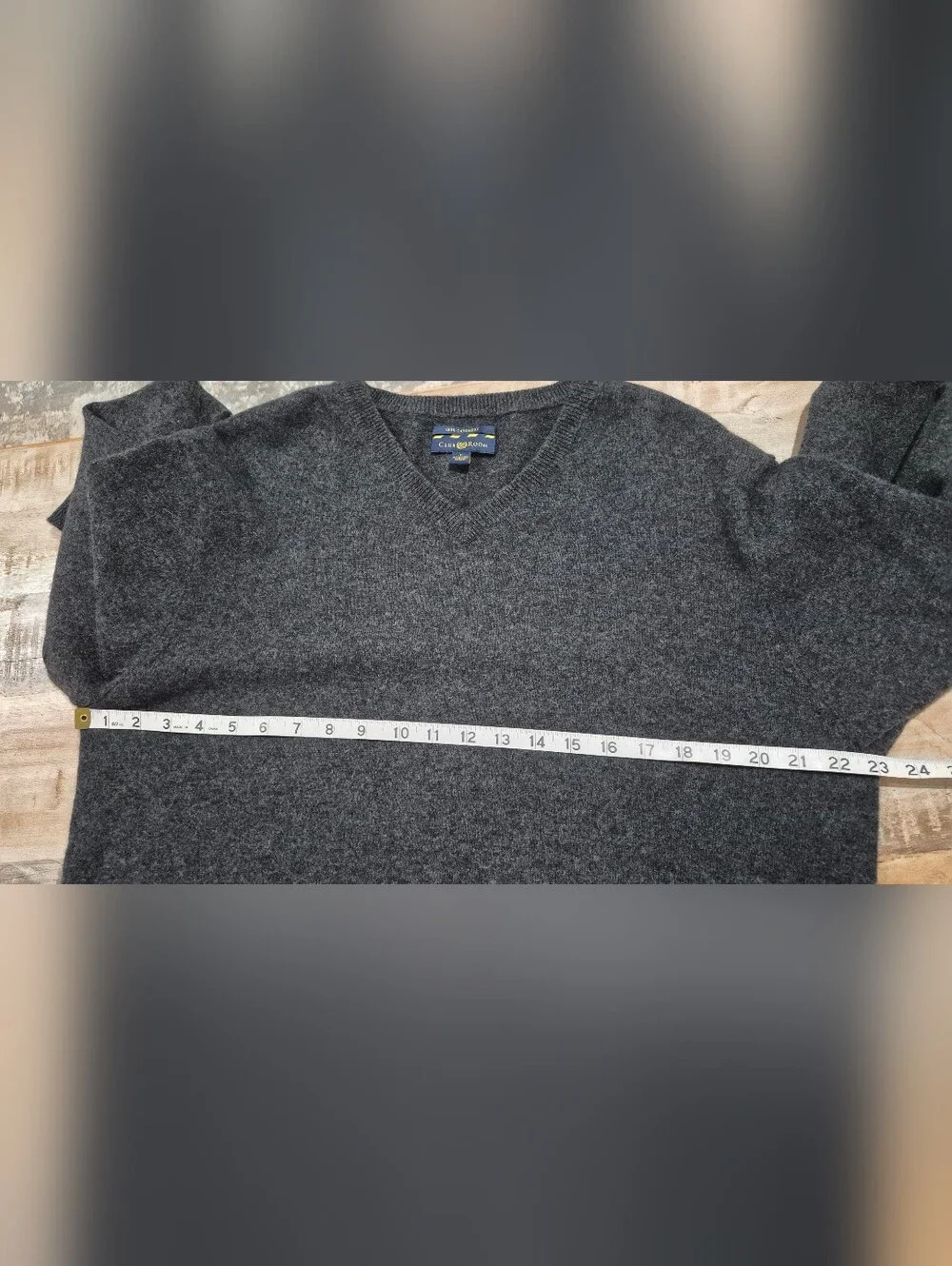 Club Room 100% Cashmere Charcoal V-Neck Sweater (Size L) | Soft Luxury Knit